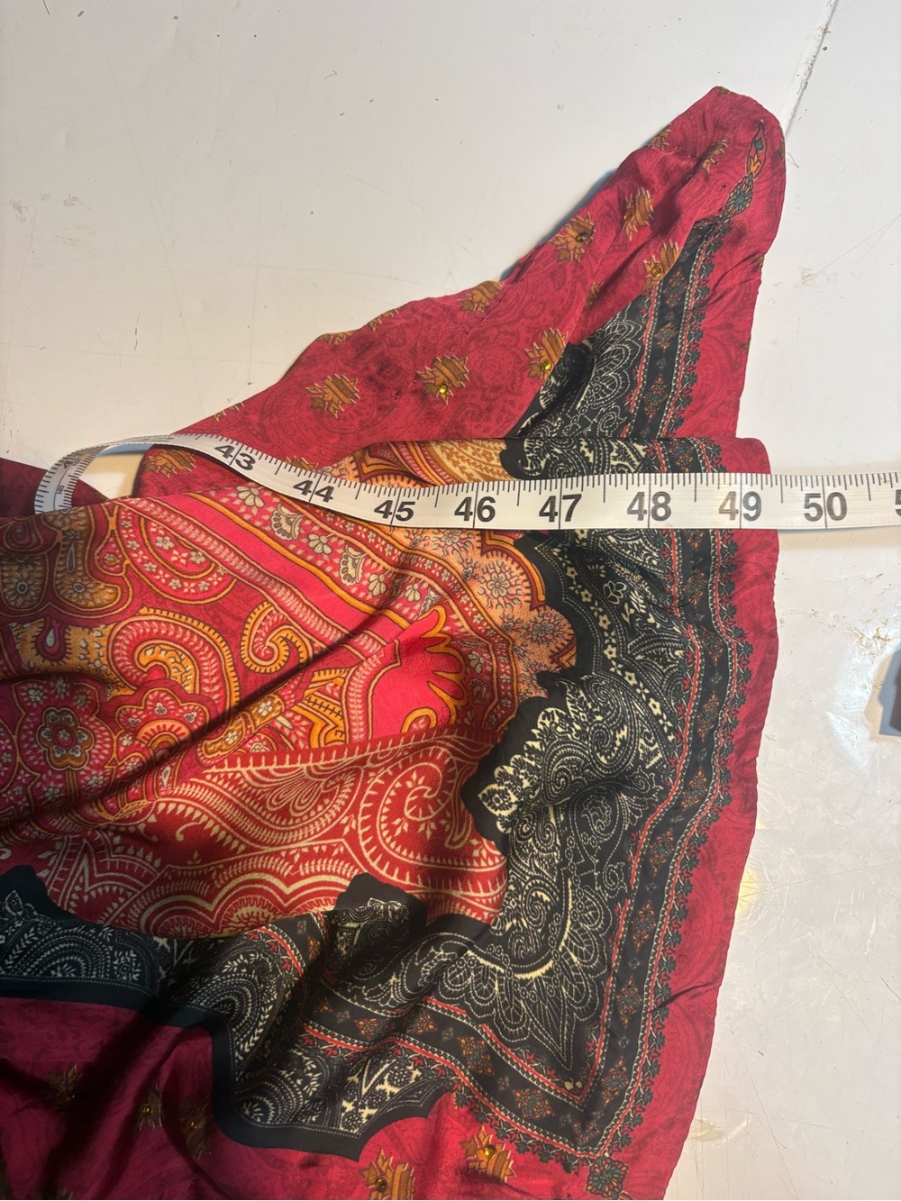 intricately printed red kaftan featuring traditional paisley maxi dress lounge - Picture 9 of 12